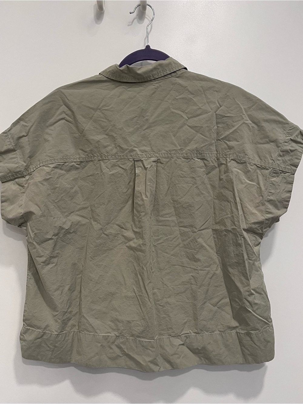 Everlane THE SHORT-SLEEVE BOXY OXFORD Olive Green Button-Up Shirt Medium Cotton - Picture 6 of 6